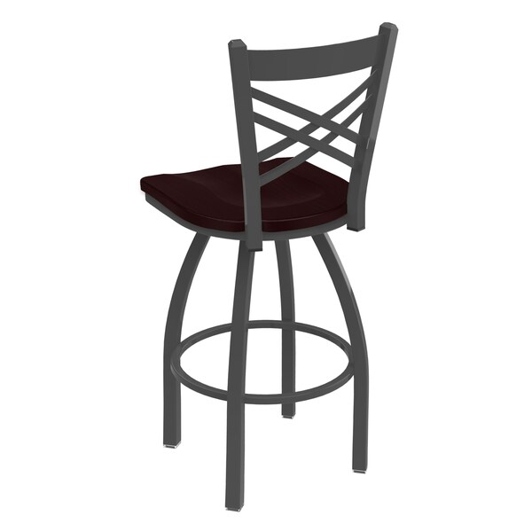 25 Swivel Counter Stool,Pewter Finish,Dark Cherry Oak Seat